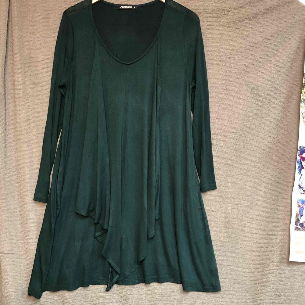 Annabelle Dark Green Solid Color Asymmetrical Hem… - image 1